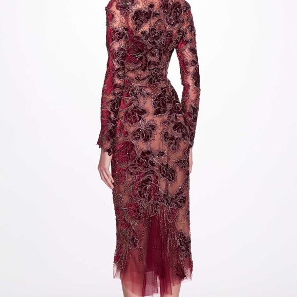 Marchesa Embroidered Velvet Dress Size 12 - Picture 2 of 12